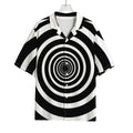Black And White Circle Swirl Print Rayon Hawaiian Shirt