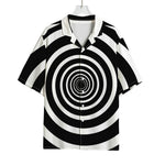 Black And White Circle Swirl Print Rayon Hawaiian Shirt