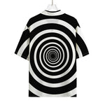 Black And White Circle Swirl Print Rayon Hawaiian Shirt