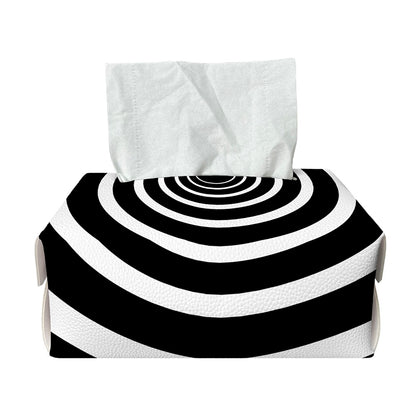 Black And White Circle Swirl Print Rectangle Tissue Box Cover