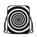 Black And White Circle Swirl Print Rectangular Crossbody Bag
