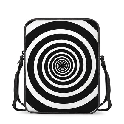 Black And White Circle Swirl Print Rectangular Crossbody Bag