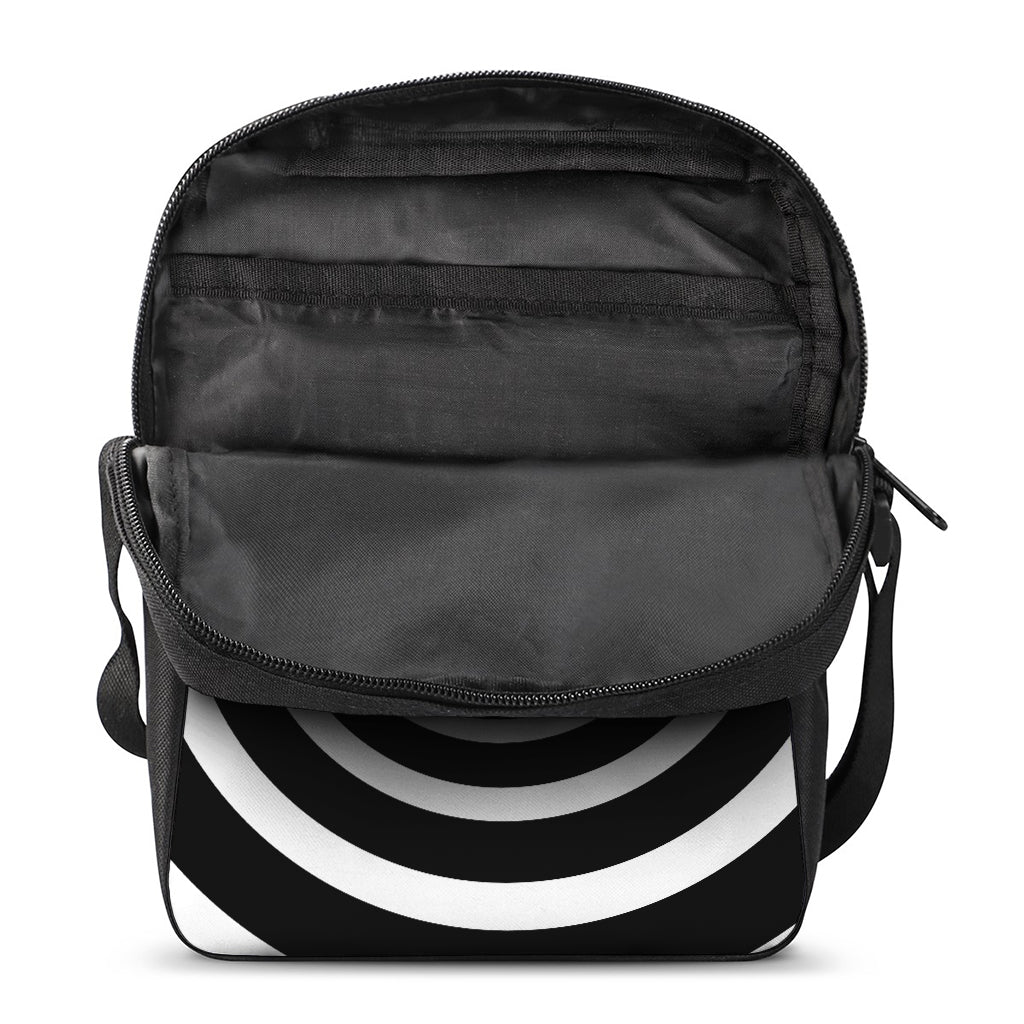 Black And White Circle Swirl Print Rectangular Crossbody Bag