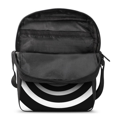 Black And White Circle Swirl Print Rectangular Crossbody Bag