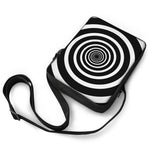 Black And White Circle Swirl Print Rectangular Crossbody Bag