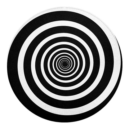 Black And White Circle Swirl Print Round Blanket