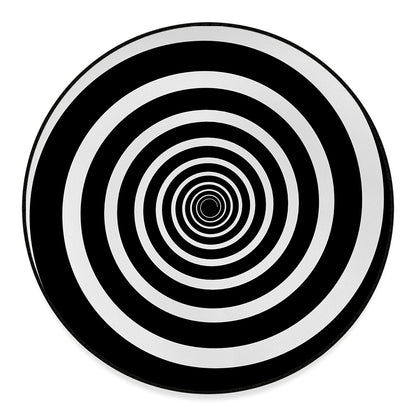 Black And White Circle Swirl Print Round Floor Mat
