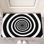 Black And White Circle Swirl Print Rubber Doormat