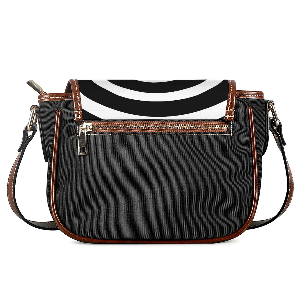 Black And White Circle Swirl Print Saddle Bag