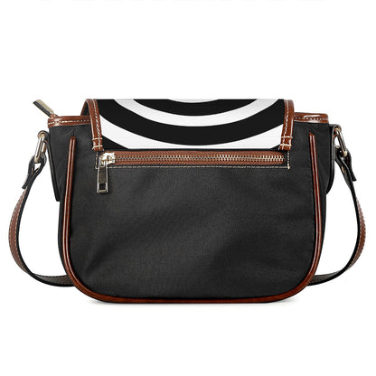 Black And White Circle Swirl Print Saddle Bag
