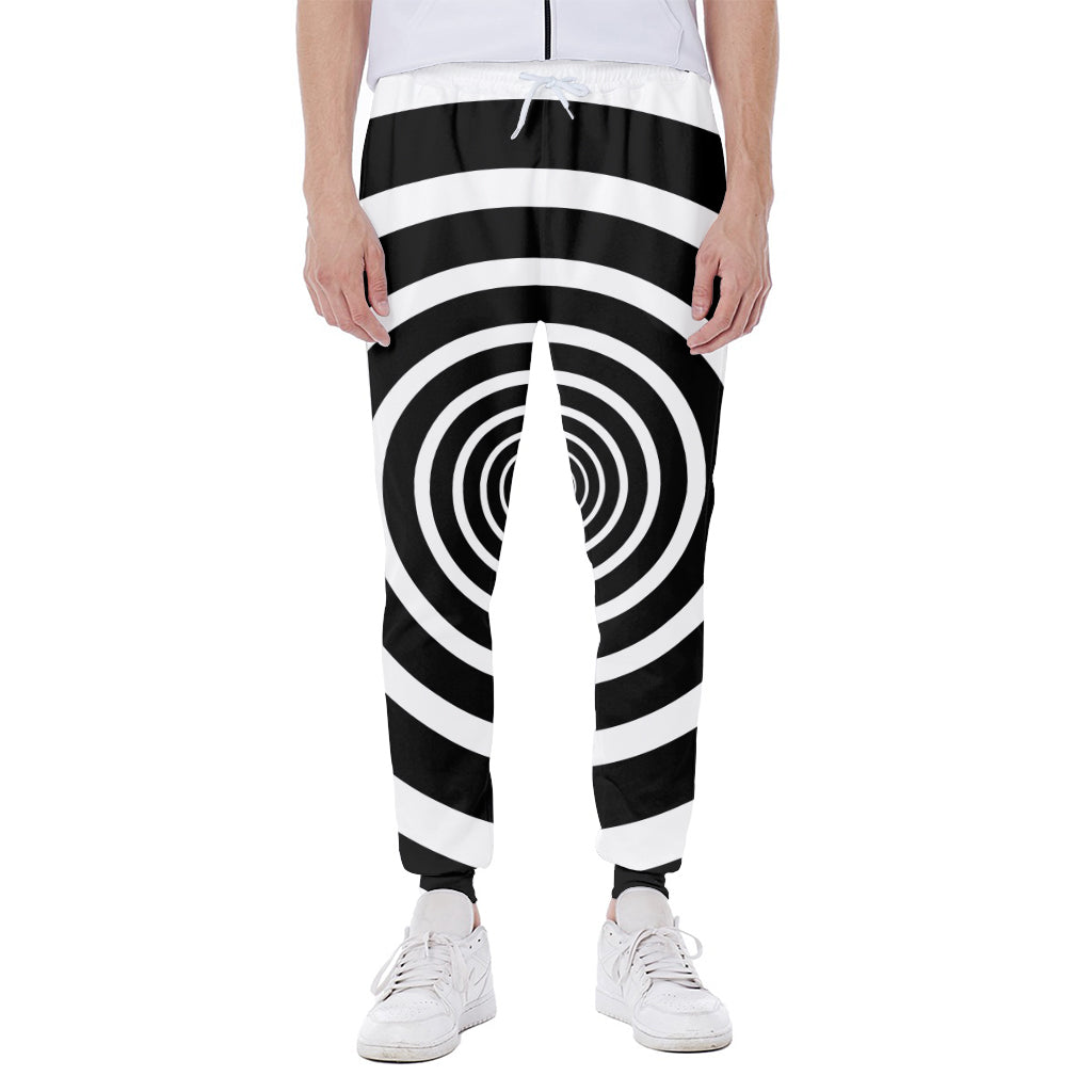 Black And White Circle Swirl Print Scuba Joggers