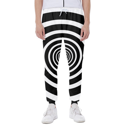 Black And White Circle Swirl Print Scuba Joggers