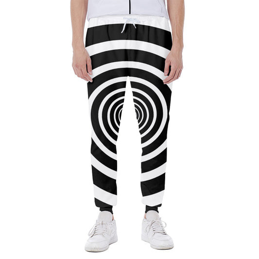 Black And White Circle Swirl Print Scuba Joggers