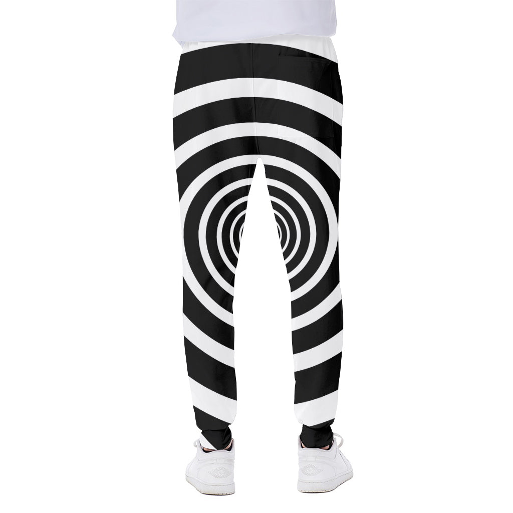 Black And White Circle Swirl Print Scuba Joggers