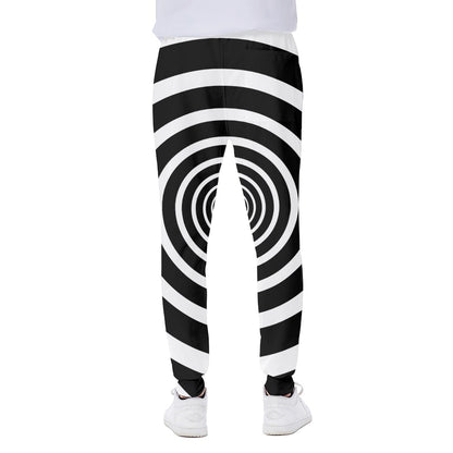 Black And White Circle Swirl Print Scuba Joggers