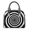 Black And White Circle Swirl Print Shoulder Handbag