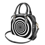 Black And White Circle Swirl Print Shoulder Handbag