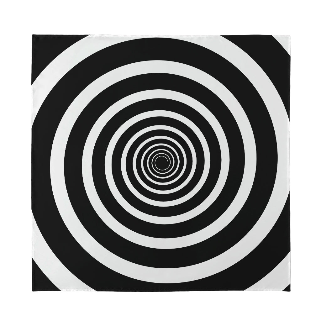 Black And White Circle Swirl Print Silk Bandana