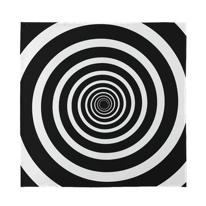 Black And White Circle Swirl Print Silk Bandana