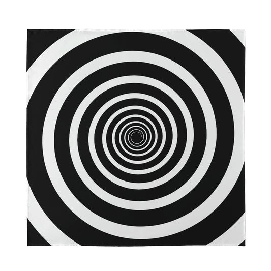 Black And White Circle Swirl Print Silk Bandana