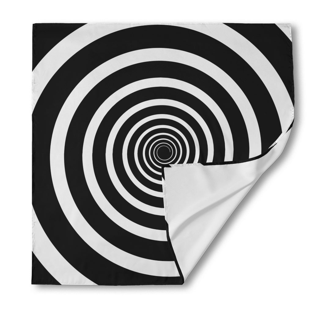 Black And White Circle Swirl Print Silk Bandana