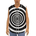Black And White Circle Swirl Print Sleeveless Baseball Jersey
