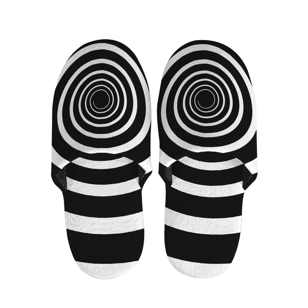 Black And White Circle Swirl Print Slippers