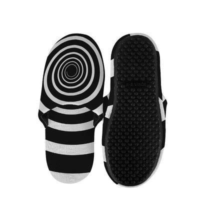 Black And White Circle Swirl Print Slippers