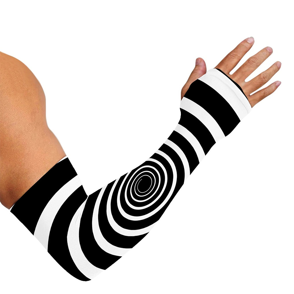 Black And White Circle Swirl Print Sun Protection Arm Sleeves