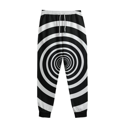 Black And White Circle Swirl Print Sweatpants