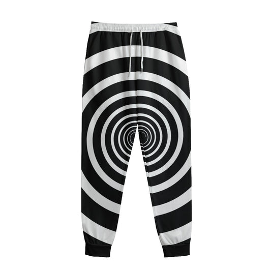Black And White Circle Swirl Print Sweatpants