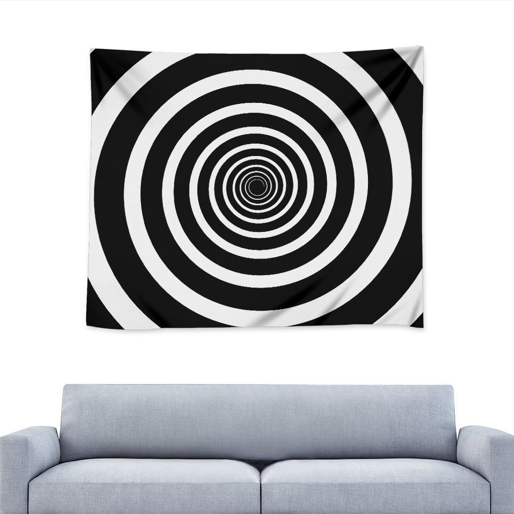 Black And White Circle Swirl Print Tapestry