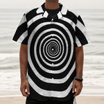 Black And White Circle Swirl Print Textured Short Sleeve Shirt