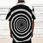 Black And White Circle Swirl Print Textured Short Sleeve Shirt