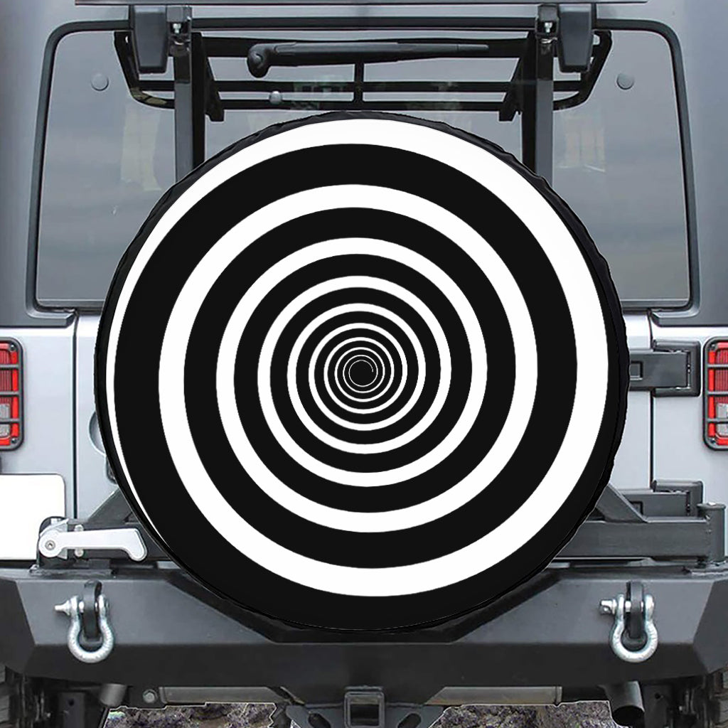 Black And White Circle Swirl Print Tire Cover