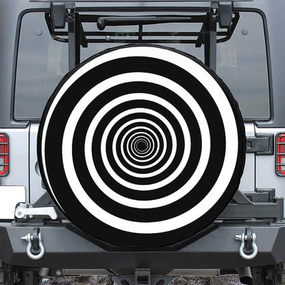 Black And White Circle Swirl Print Tire Cover
