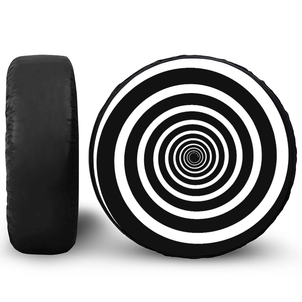 Black And White Circle Swirl Print Tire Cover