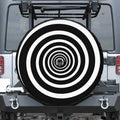 Black And White Circle Swirl Print Tire Cover With Camera Hole
