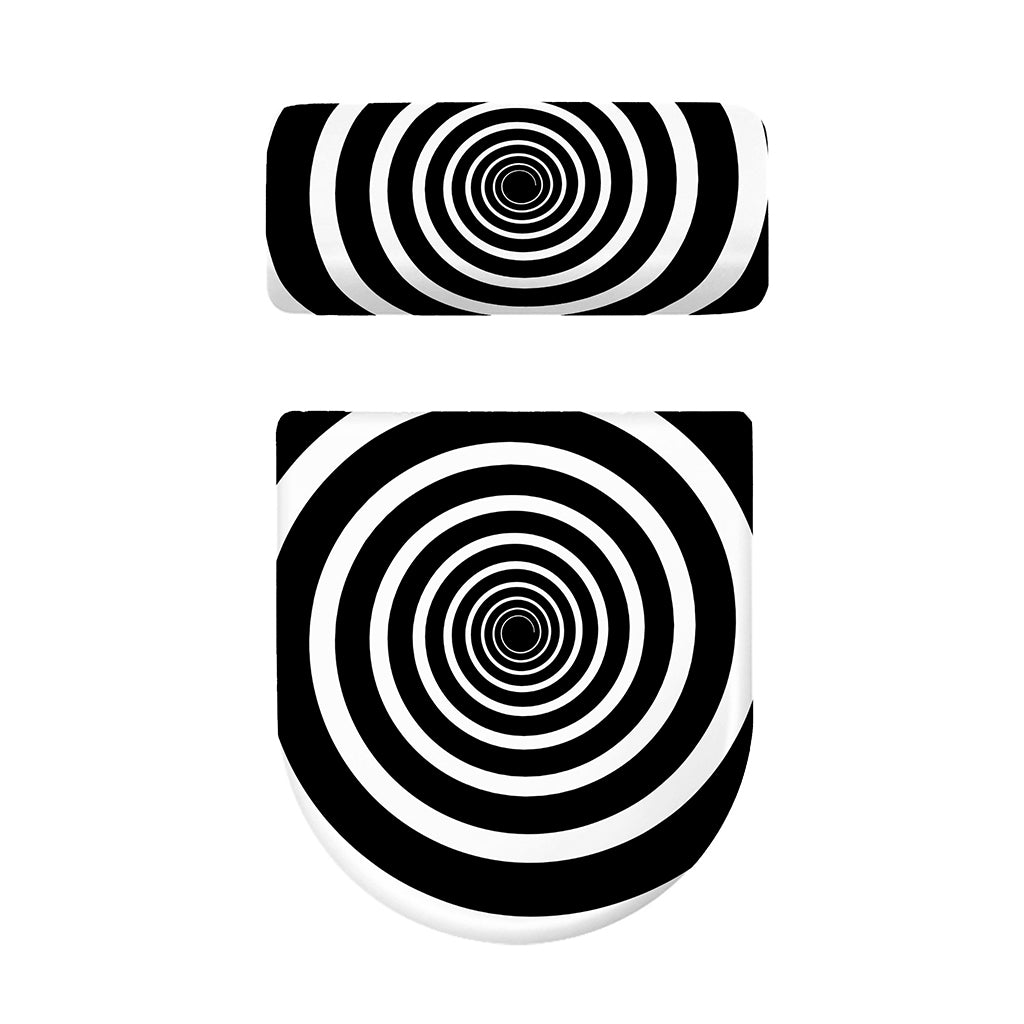 Black And White Circle Swirl Print Toilet Lid And Tank Cover Set