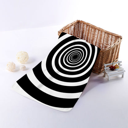 Black And White Circle Swirl Print Towel