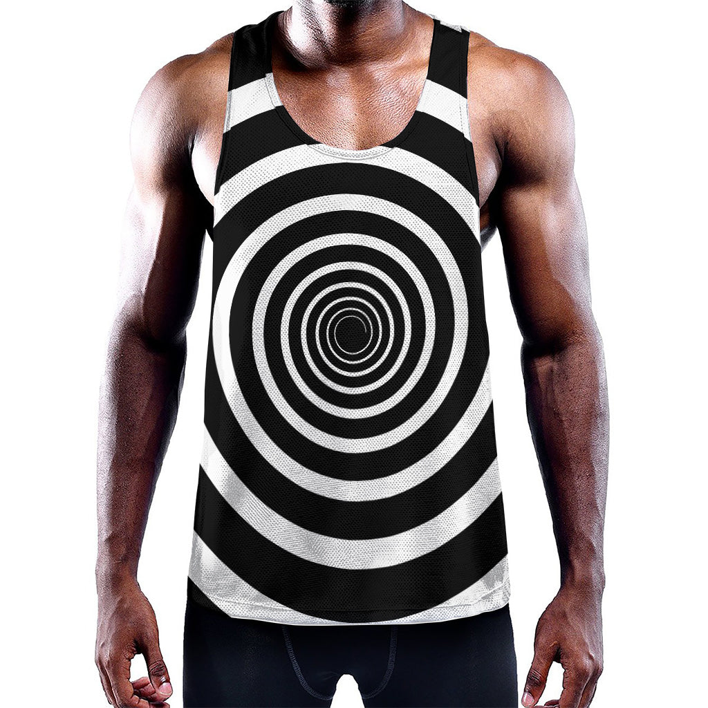 Black And White Circle Swirl Print Training Tank Top