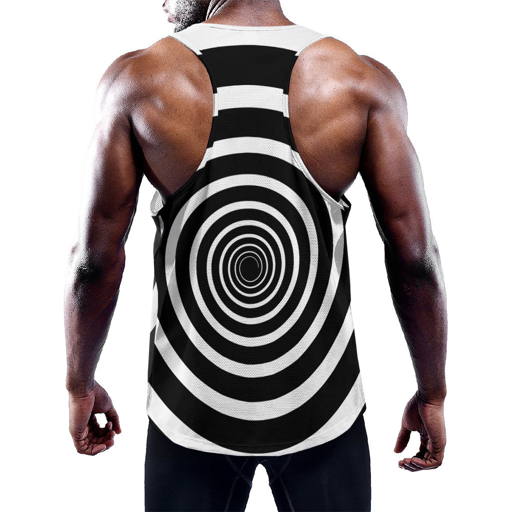 Black And White Circle Swirl Print Training Tank Top
