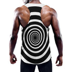 Black And White Circle Swirl Print Training Tank Top