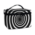 Black And White Circle Swirl Print Travel Makeup Bag