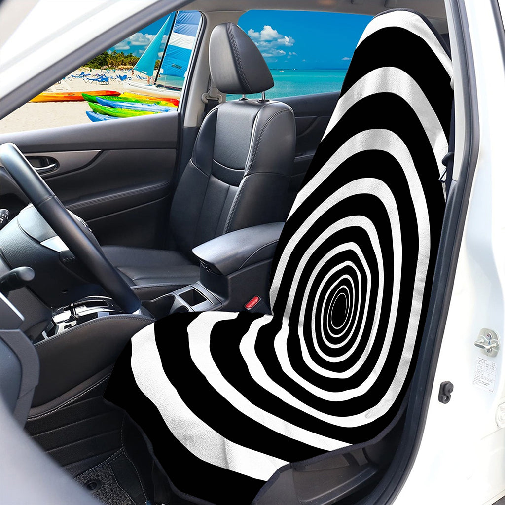 Black And White Circle Swirl Print Waterproof Car Seat Cover