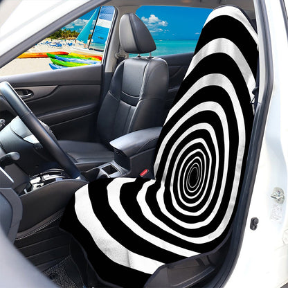 Black And White Circle Swirl Print Waterproof Car Seat Cover