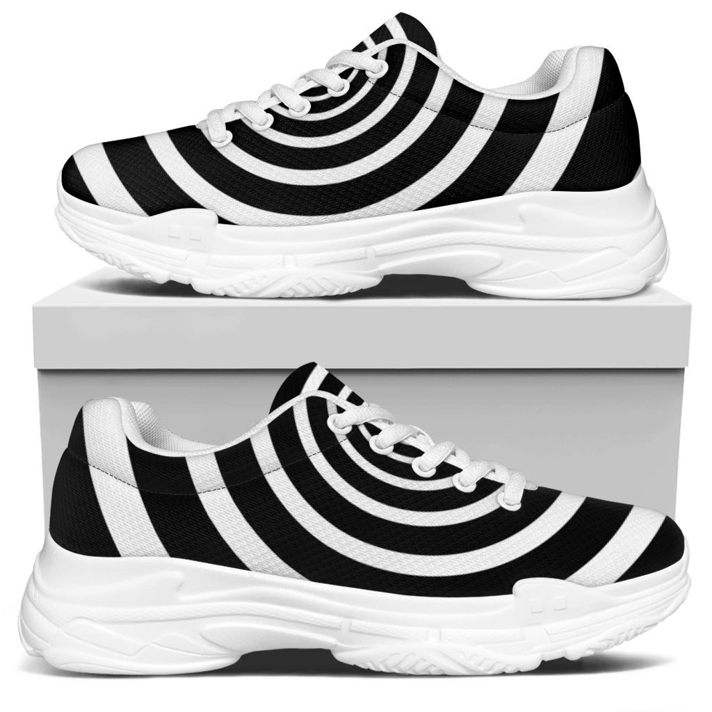 Black And White Circle Swirl Print White Chunky Shoes