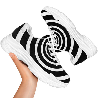 Black And White Circle Swirl Print White Chunky Shoes