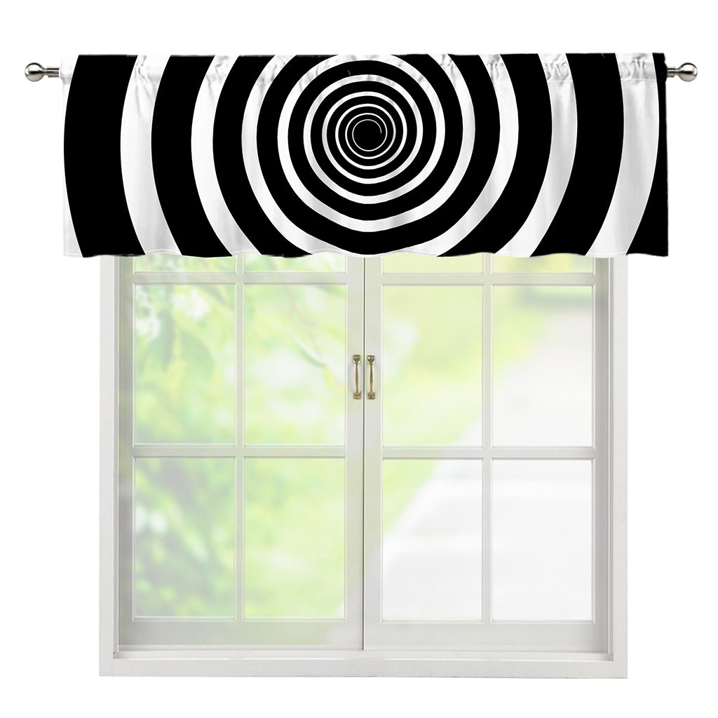 Black And White Circle Swirl Print Window Valance