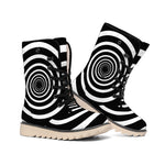 Black And White Circle Swirl Print Winter Boots
